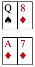 spade Q diamond 8 across diamond A7